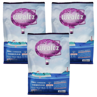 Wealtz 維爾滋 全齡貓食譜 天然無穀寵物糧 適合2個月以上愛貓 高肉類蛋白 低GI, 300g, 3包, 鮭魚
