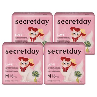 secretday 韓國原裝進口 Love系列 衛生棉 蝶翼, M(24.5cm), 4包, 16片
