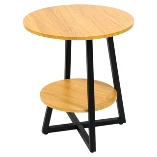 FAmILyLIFE 生活 木冶山居 Carmel工業風雙層圓形茶几 WO-017 60cm 6.3kg, 白橡木