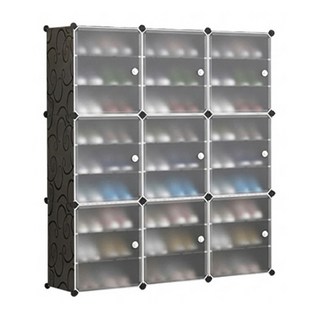 側開式DIY組裝鞋櫃 3列 124x32x139cm, 黑色, 9層