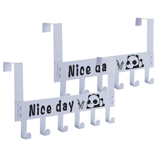 門後掛鉤熊貓 六鉤 金屬材質, 白色, 2個