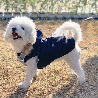 RESPET 狗狗雙口袋保暖鋪棉外套, 藍色
