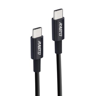 RASTO RX46 Type C to C高速QC3.0充電傳輸線雙入組, 1m+2m, 黑色, 1組