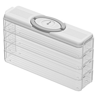 Cooksy 家用三層一蓋水餃收納盒 雞蛋盒/冰箱收納盒/水果盒, 1個, 灰色