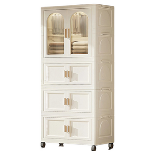 法式雙開門摺疊收納櫃, 摺疊收納設計，多層儲物空間，底部附有滑輪，移動方便, BB-015-5, 1組