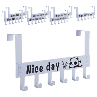 咪咪購物 門後掛鉤六鉤 熊貓款, 白色, 8個