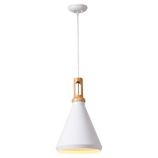 Honey Comb 北歐風原木餐廳吊燈 簡約時尚 原木材質 白色燈罩 40 x 25cm 營造溫馨用餐氛圍, 1入