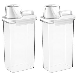 JOSIC 量杯雜糧密封罐 透明色 2.3L 密封防潮 廚房收納, 2個, 1個容器 + 1個蓋子 + 1個量杯蓋