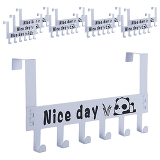 咪咪購物 門後掛鉤六鉤 熊貓款, 白色, 10個