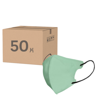 淨新科技 3D立體細耳成人醫療口罩, 50片, 1盒, 豆綠色