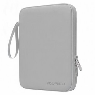 POLYWELL 寶利威爾 平板防撞防水收納包 緩衝泡綿內襯 PU材質防撥水 全開拉鍊 多種尺寸 適用iPad PW15-T65-0841, 灰色, 1個