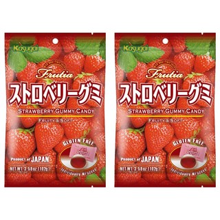 Kasugai 春日井 果汁軟糖 草莓軟糖 無麩質 獨立包裝 日本製造, 102g, 2袋