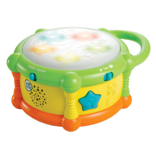 Leap Frog 繽紛彩色學習鼓 內建三種音樂風格:古典/搖滾/騷莎 雙語模式:英語/西班牙語, 綠色, 1個