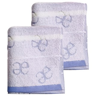 ELEGANCE 倫敦戀曲條紋毛巾 76 x 33cm 藍色 親膚吸水, 2條