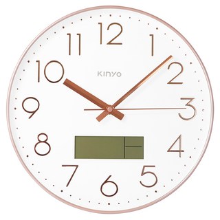 Kinyo 靜音日曆掛鐘 12吋, 玫瑰金