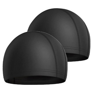 AHOYE 防水舒適PU成人泳帽 2件組, 黑色, 1組