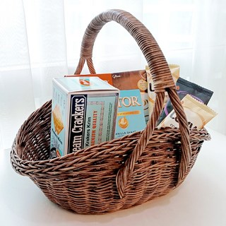 藤編小舖 米蘭手提禮物野餐藤編籃 J070H, 1個, 棕色