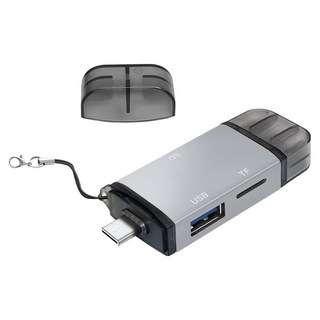 Anyzone 6合1 USB OTG 多功能讀卡機, 金屬銀, 1個, ANY-HUB10