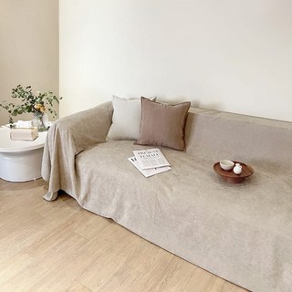 Hoom 法式防水防貓抓沙發布桌布 100%聚酯纖維, 230 x 180cm, 溫柔奶茶, 1個