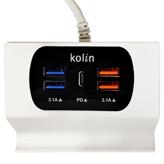 歌林 Kolin KEX-DLAU30 PD+4USB快速充電器 國際電壓 手機支架, 1個