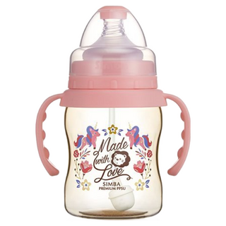 Simba 小獅王辛巴 桃樂絲心願PPSU自動把手寬口葫蘆小奶瓶 S61874 0歲以上, 蜜粉色, 200ml, 1個