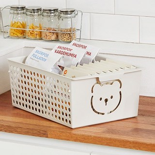 리템 곰돌이 바스켓 17L, 아이보리, 1개