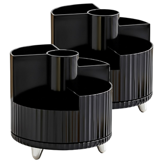 小麥購物 旋轉化妝品收納筆筒 L2921, 2個, 神秘黑