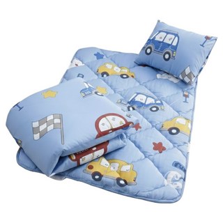 愛北鼻之家 幼兒園睡墊3件組, 藍色, 1入