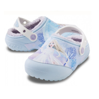 Crocs 女童 Fun Lab 冰雪奇緣內襯克駱格毛絨室內拖鞋