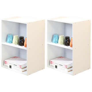 BuyJM 蜜糖收納櫃 糖果粉彩書櫥/鞋櫃/置物櫃 5色可選二入組, 60 x 41 x 30.5cm, 白色, 2層