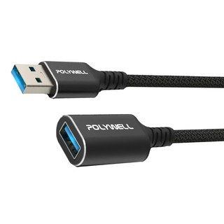 POLYWELL 寶利威爾 黑金剛 USB3.2 Type-A 公對母延長線 Gen1 5Gbps PW15-W45-M993, 3m, 1條