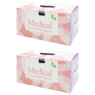SH 上好生醫 成人平面醫療口罩 未滅菌, 經典紫, 50片, 2盒
