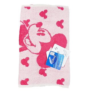 Disney 迪士尼 米奇經典花紋洗臉巾(紅) 28*51CM 60G, 1入, 紅