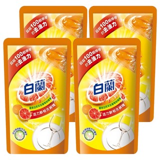 白蘭 動力配方洗碗精 補充包 鮮柚, 800g, 4包