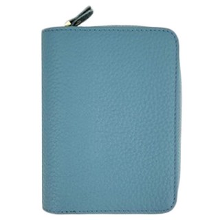 女士自動分離中夾 頭層牛皮 11卡位+2大鈔位, 12.8 x 9.5 x 3cm, 湖藍