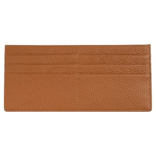 真皮頭層牛皮女士極薄皮夾長夾女夾 65g, 19.8 x 8 x 0.5cm, 焦糖色