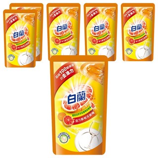 白蘭 動力配方洗碗精 補充包 鮮柚, 800g, 6包