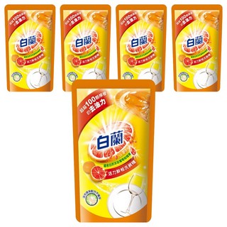 白蘭 動力配方洗碗精 補充包 鮮柚, 800g, 5包