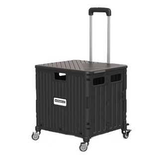 HOMSMART 萬向折疊購物車 四輪 堅固耐用 爬梯不費力 快速摺疊, 黑色, 1個