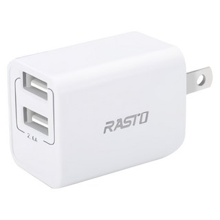 RASTO RB6 智慧型2.4A雙USB摺疊快速充電器, 白色, 1個