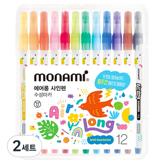모나미 에어롱 사인펜 12색 세트, 혼합색상, 24개