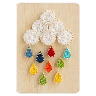 半島良品 DIY手作釘子畫弦絲掛畫 附燈串 21 x 30 x 1cm, 彩虹雨