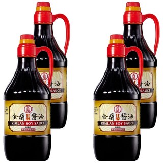 KIMLAN 金蘭 甘醇醬油，非基因改造黃豆，無添加味精和防腐劑，適用於滷、炒、沾、拌, 1.5L, 4瓶