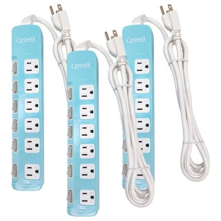 Tyson 太順電業 QPOWER 太超值 3孔6開6插延長線插座 TS-376A, 1.8m, 碧藍色, 3個