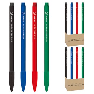 monAmi m·eco Plus 簽字筆 3000 4入組, 黑色 + 藍色 + 紅色 + 綠色, 2組