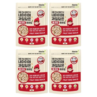 Naeiae 水果米圈圈組，低鈉無鈉，無人工香料味精, 蘋果口味 x 2包 + 草莓口味 x 2包, 120g, 1組