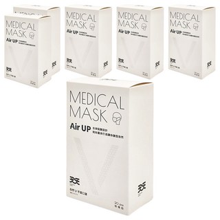 天天 自然V 成人平面醫用口罩 未滅菌, 珍珠白, 20片, 6盒