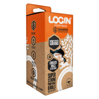 LOGIN 洛格 犬用生物降解拾便袋, 藍色, 8捲, 1盒