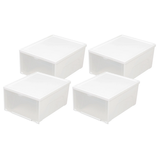 IRIS OHYAMA 愛麗思歐雅瑪 前開式可疊加鞋盒 NSBM340 3kg, 白色, 4個