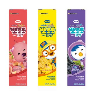 KM Pharmaceutical Pororo 低氟水蜜桃味 + 香蕉味 + 葡萄味 幼兒牙膏, 150g, 1套